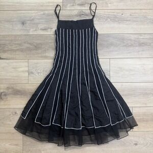 Y2K Goth Coquette Black Mini Dress Fit and Flare Sleeveless Party Rave‎ Mesh S